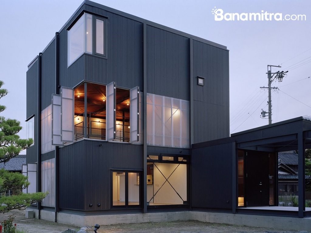 konsep rumah tropis corrugated metal sheets house