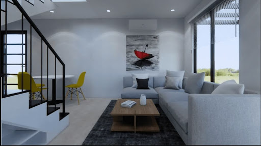 Contoh Desain Lantai 1 dari Rumah 2 Lantai Minimalis Modern Elegan 4x7