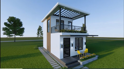 Contoh Desain Rumah 2 Lantai Minimalis Modern Elegan 4x7