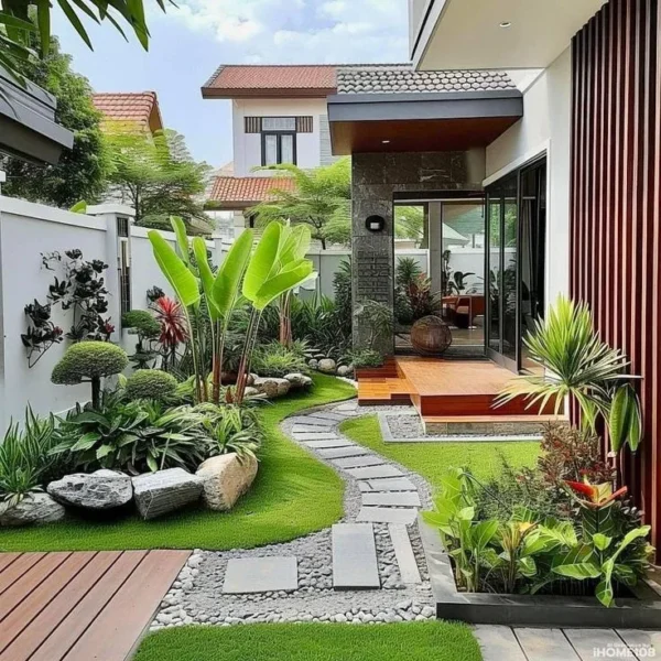 cara membangun taman depan rumah 1